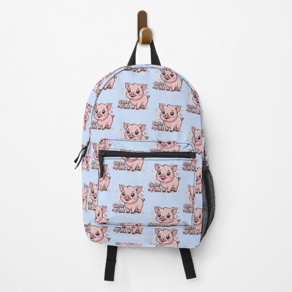 Aperçu de l'œuvre Mignon bébé cochon rose en entier, style kawaii créée et vendue par WikaKowalczyk.