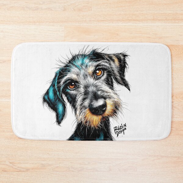 Item preview, Scruffy Dog Portrait – Turquoise Orange Line Art designed and sold by Rozin-Design.
