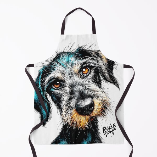 Item preview, Scruffy Dog Portrait – Turquoise Orange Line Art designed and sold by Rozin-Design.
