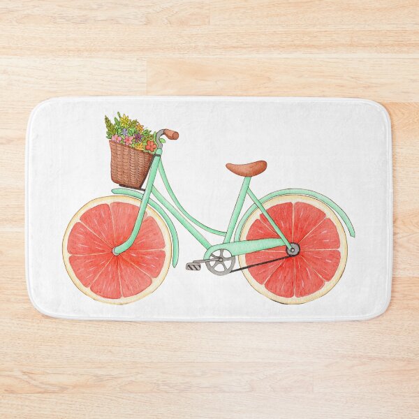 Item preview, Watercolor Grapefruit Bicycle with Flowers – Cute Cottagecore Summer Illustration designed and sold by Infinite Art.