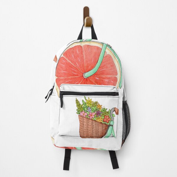 Item preview, Watercolor Grapefruit Bicycle with Flowers – Cute Cottagecore Summer Illustration designed and sold by Infinite Art.