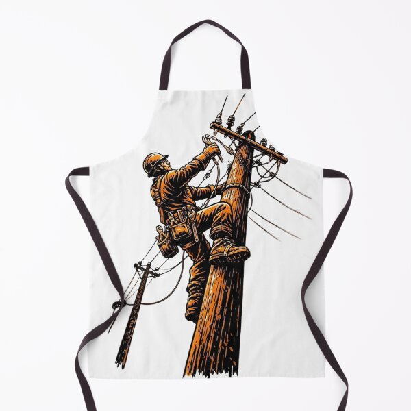 Item preview, Woodcut Lineman Utility Worker Graphic designed and sold by LightPrintsCo.