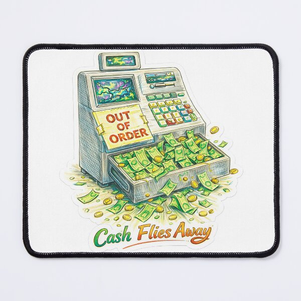 Item preview, Out of Order Cash Register – Cash Flies Away Sticker designed and sold by Felixuss.