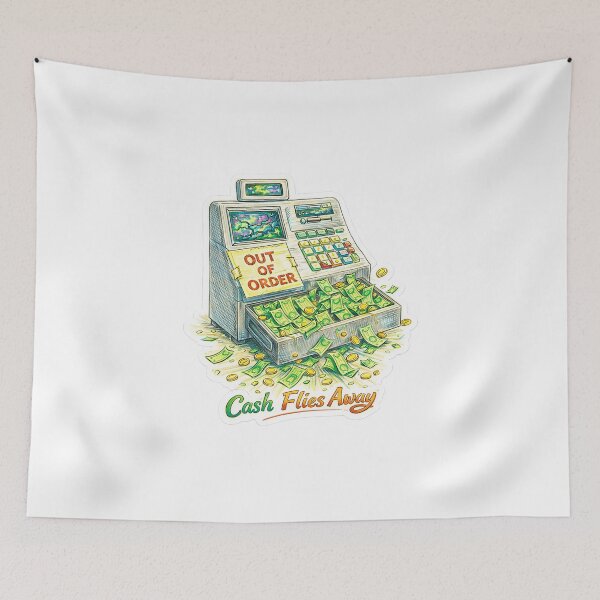 Item preview, Out of Order Cash Register – Cash Flies Away Sticker designed and sold by Felixuss.