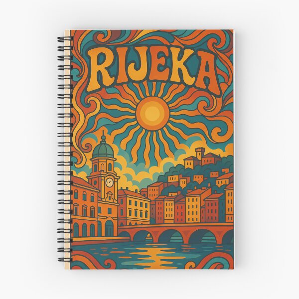 Item preview, Trippy Psychedelic Poster of Rijeka | Neon Adriatic Port Skyline | Surreal Croatian Cityscape Art designed and sold by PaintedPixels01.