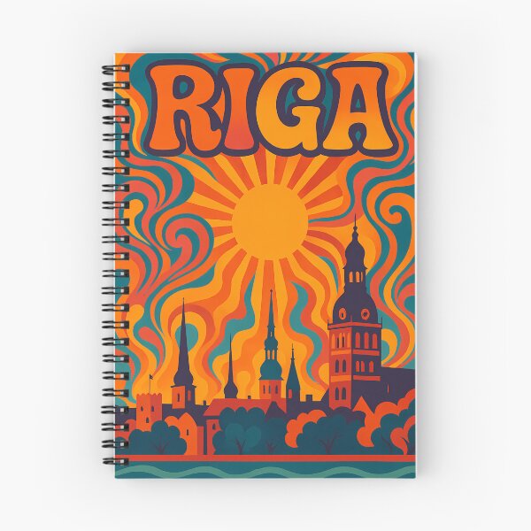 Item preview, Trippy Psychedelic Poster of Riga | Neon Old Town Skyline | Surreal Latvian Cityscape Art designed and sold by PaintedPixels01.