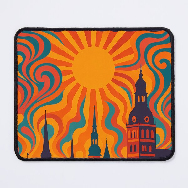 Item preview, Trippy Psychedelic Poster of Riga | Neon Old Town Skyline | Surreal Latvian Cityscape Art designed and sold by PaintedPixels01.