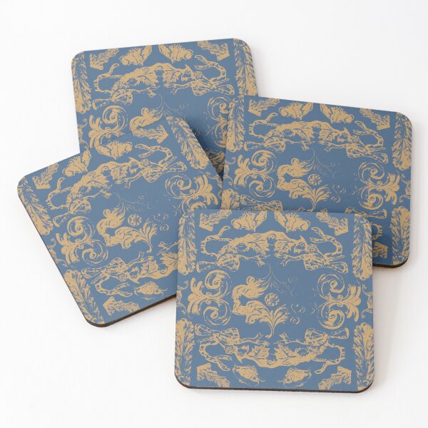 Item preview, Antique Furniture Decorations Linear Gold on Blue designed and sold by Digitalmyth's Designs.