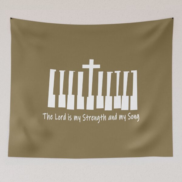 Item preview, The Lord Is My Strength and My Song Bible Verse Psalm 118:14 Christian Piano Cross Design designed and sold by ZechJohnRB.