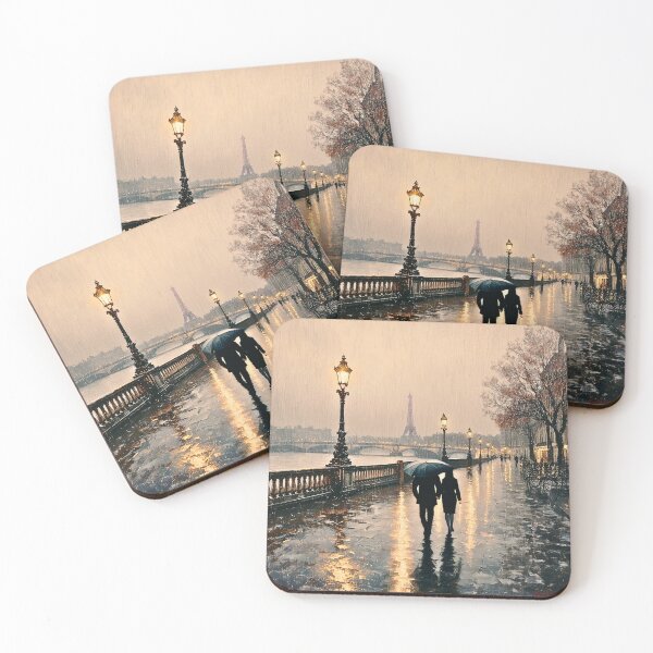 Item preview,  Rainy Paris Nights Wall Art – Romantic Eiffel Tower Canvas Print, Moody Paris Street Scene Deco designed and sold by SKULLARTISTRY.