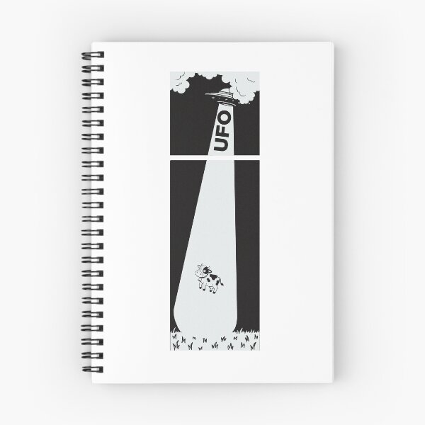 Item preview, Black and White UFO Cow Abduction designed and sold by ARTbyIOJAN.