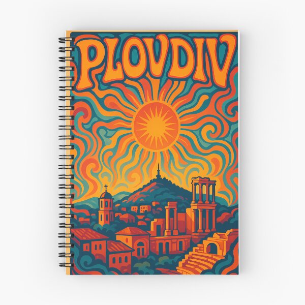 Item preview, Trippy Psychedelic Poster of Plovdiv | Neon Old Town Skyline | Surreal Bulgarian Cityscape Art designed and sold by PaintedPixels01.