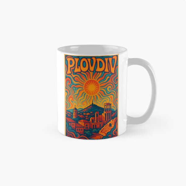 Item preview, Trippy Psychedelic Poster of Plovdiv | Neon Old Town Skyline | Surreal Bulgarian Cityscape Art designed and sold by PaintedPixels01.