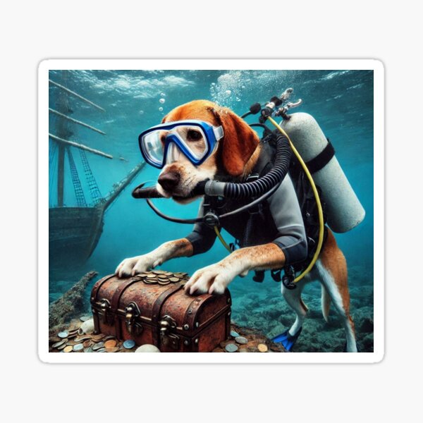 Item preview, Scuba Dog Treasure Hunt – Whimsical Underwater Adventure designed and sold by Dogandesighn.
