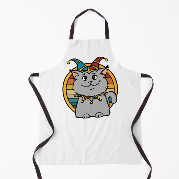 Item preview, Cute Jester Cat Cartoon with Retro Rainbow | Whimsical Cat Art designed and sold by Jesta Graphics.
