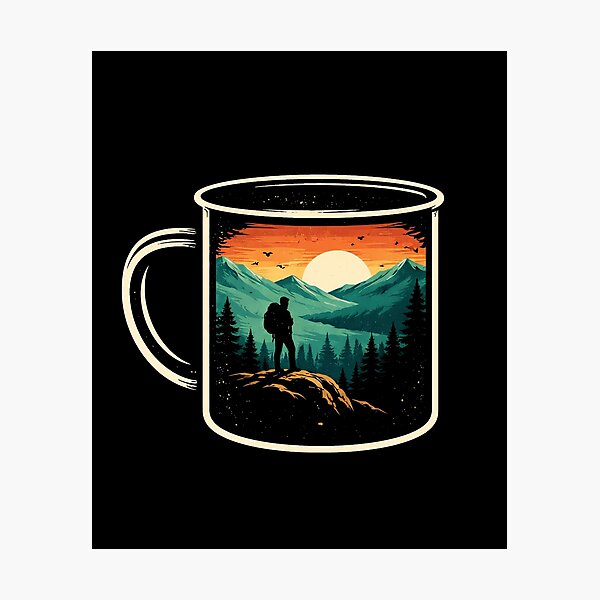 Item preview, Vintage Camping Mug Mountain Hiker designed and sold by SOUFIANE1991.