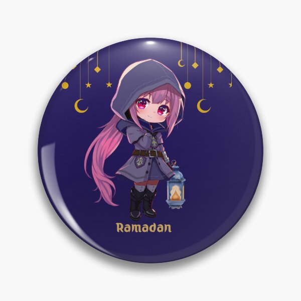Item preview, Cute Chibi Anime Girl Ramadan Lantern and Golden Stars Aesthetic designed and sold by Doaa369.