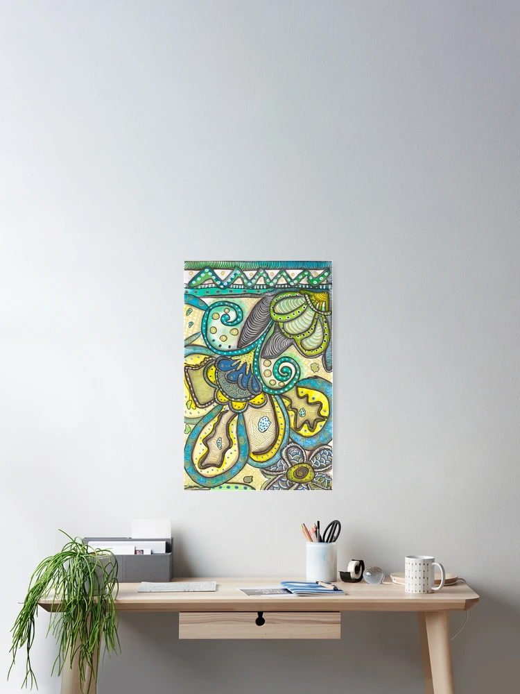 Thumbnail 2 of 3, Poster, Organic Abstract Flower Pattern designed and sold by ColorWander.