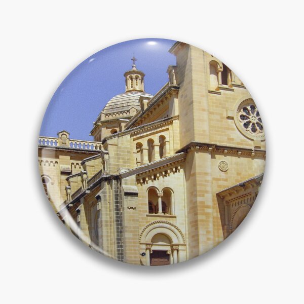 Item preview, Sunlit Stone Church Facade With Bell Tower, Dome and Rose Window Against Clear Blue Sky designed and sold by Nmallia.