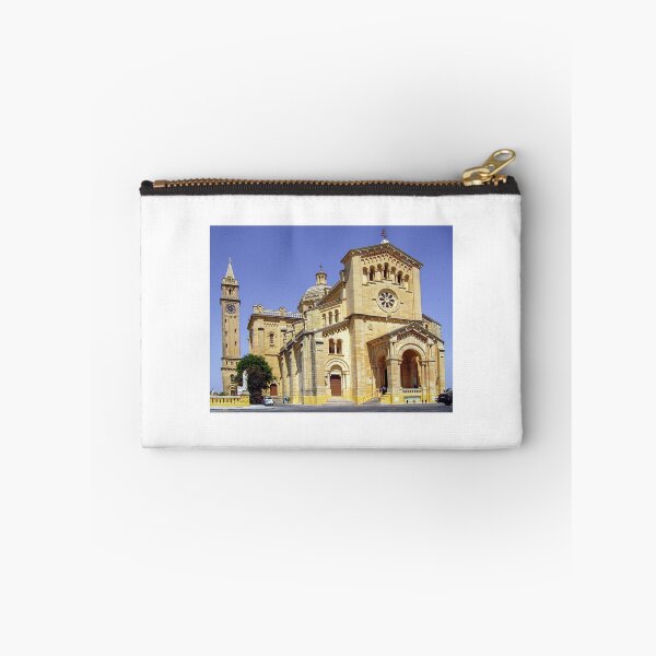 Item preview, Sunlit Stone Church Facade With Bell Tower, Dome and Rose Window Against Clear Blue Sky designed and sold by Nmallia.