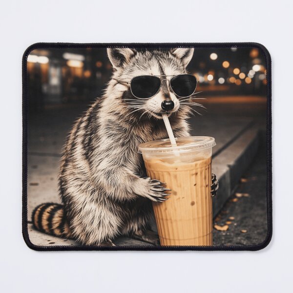 Item preview, Raccoon Drinking Iced Coffee Funny Animal Meme Men Women  designed and sold by first-shirt ⭐ ⭐ ⭐ ⭐ ⭐.