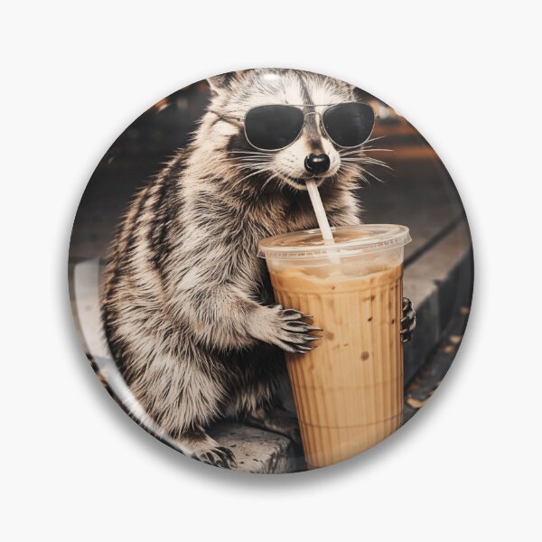 Item preview, Raccoon Drinking Iced Coffee Funny Animal Meme Men Women  designed and sold by first-shirt ⭐ ⭐ ⭐ ⭐ ⭐.