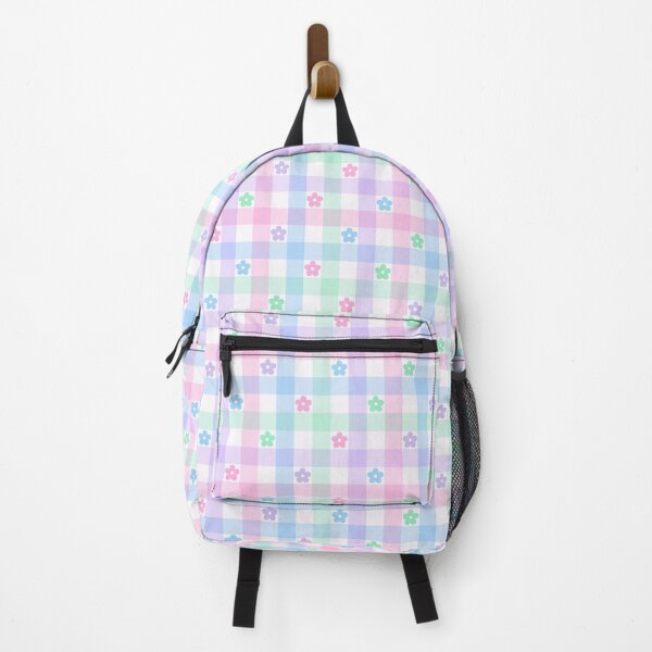 Item preview, Kawaii Pastel Flowers Rainbow Gingham designed and sold by kiyanochka.