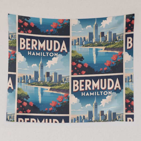 Item preview, Bermuda Hamilton Vintage Travel Tourism Art designed and sold by TravelersGems.