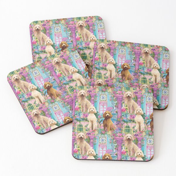 Item preview, Botanical Garden Toile de Jouy - Goldendoodle designed and sold by AstrologyOven.