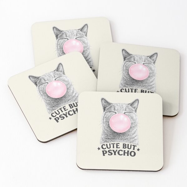 Item preview, Funny Cat with a bubble of chewing gum . Cute but Psycho. designed and sold by Natart1004.