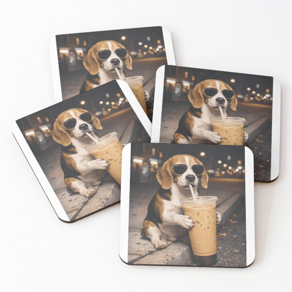 Item preview, Beagle Drinking Iced Coffee Funny Animal Meme Men Women  designed and sold by first-shirt ⭐ ⭐ ⭐ ⭐ ⭐.