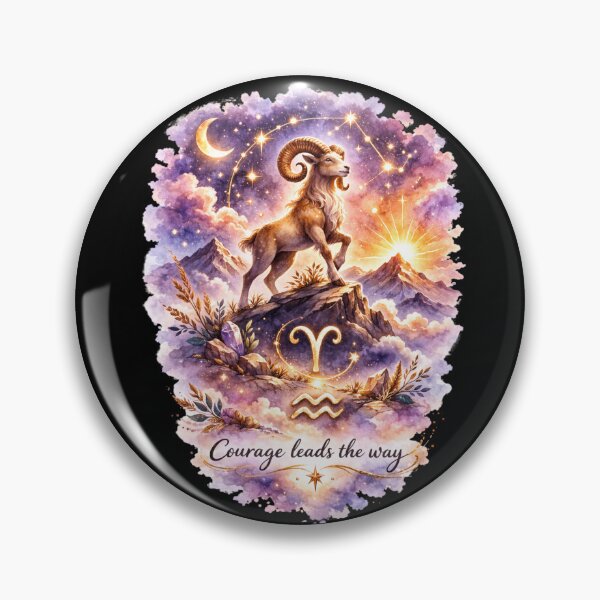 Item preview, Aries Zodiac Sign Watercolor Art – Celestial Ram Astrology Illustration with Motivational Quote designed and sold by ChemiroL.