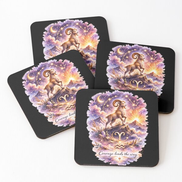 Item preview, Aries Zodiac Sign Watercolor Art – Celestial Ram Astrology Illustration with Motivational Quote designed and sold by ChemiroL.