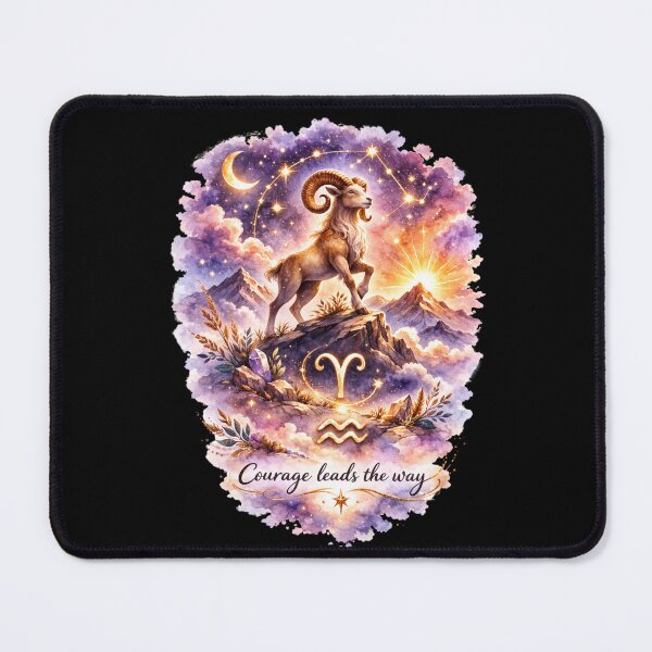 Item preview, Aries Zodiac Sign Watercolor Art – Celestial Ram Astrology Illustration with Motivational Quote designed and sold by ChemiroL.
