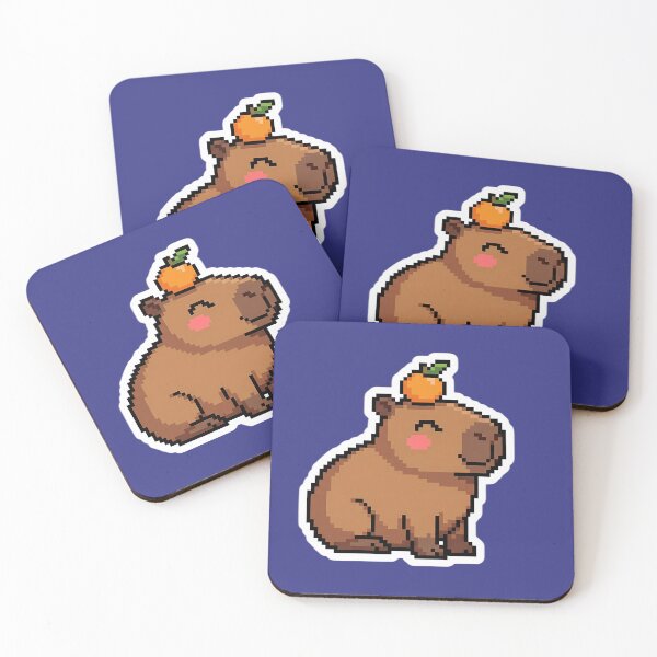 Item preview, Cute Kawaii Pixel Art Capybara with Orange designed and sold by PixelAlchemyHQ.
