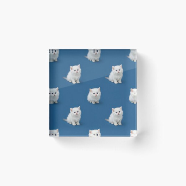 Item preview, Cute White Kitten Pattern with Blue Eyes – Minimal Cat Aesthetic Design designed and sold by Goca Shop.