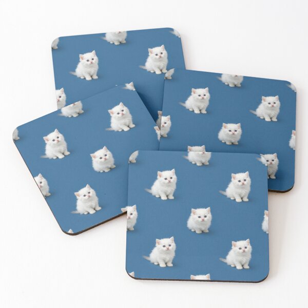 Item preview, Cute White Kitten Pattern with Blue Eyes – Minimal Cat Aesthetic Design designed and sold by Goca Shop.