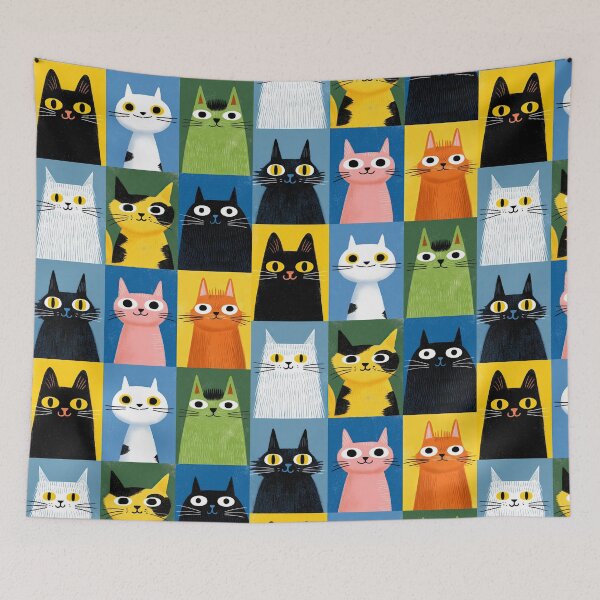 Item preview, The Colorful Cat Quad designed and sold by Retro Type.