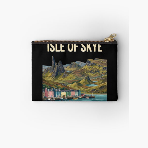 Item preview, Isle of Skye Scotland Vintage Travel Art - Portree Harbor & Storr designed and sold by Loom on the Loch.