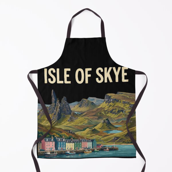 Item preview, Isle of Skye Scotland Vintage Travel Art - Portree Harbor & Storr designed and sold by Loom on the Loch.