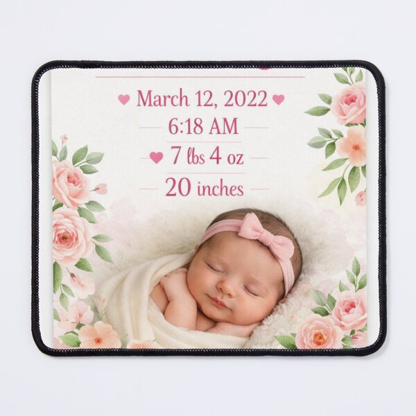 Item preview, Personalized Baby Girl Birth Stats Poster – Custom Newborn Name Print – Floral Nursery Wall Art – Baby Shower Gift – Printable or Framed designed and sold by ArtByKapil.