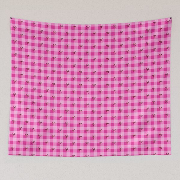 Item preview, Bright Pink Gingham and Hand Drawn Bows  designed and sold by RebbyCreates.