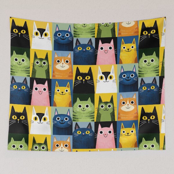 Item preview, Retro Feline Squares designed and sold by Retro Type.
