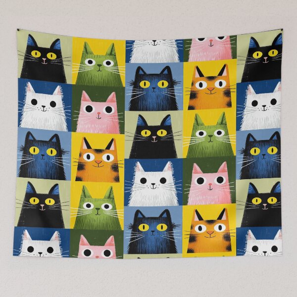 Item preview, Blue Tabby in the Grid designed and sold by Retro Type.