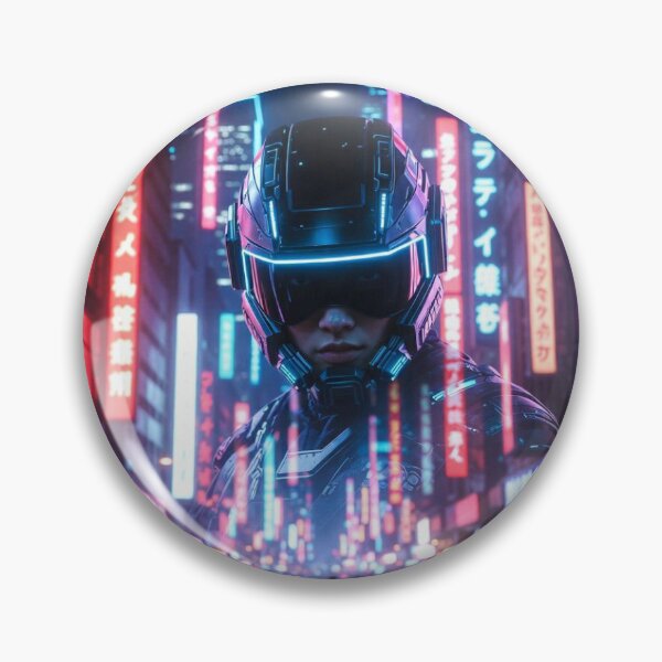 Item preview, Cyberpunk Neon Rain Rider – Futuristic Helmet in Blurred Tokyo Night Streets designed and sold by RadaQueen.