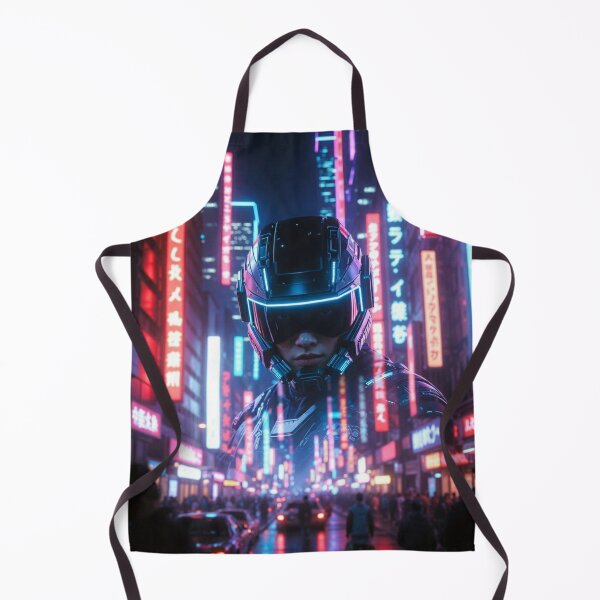 Item preview, Cyberpunk Neon Rain Rider – Futuristic Helmet in Blurred Tokyo Night Streets designed and sold by RadaQueen.