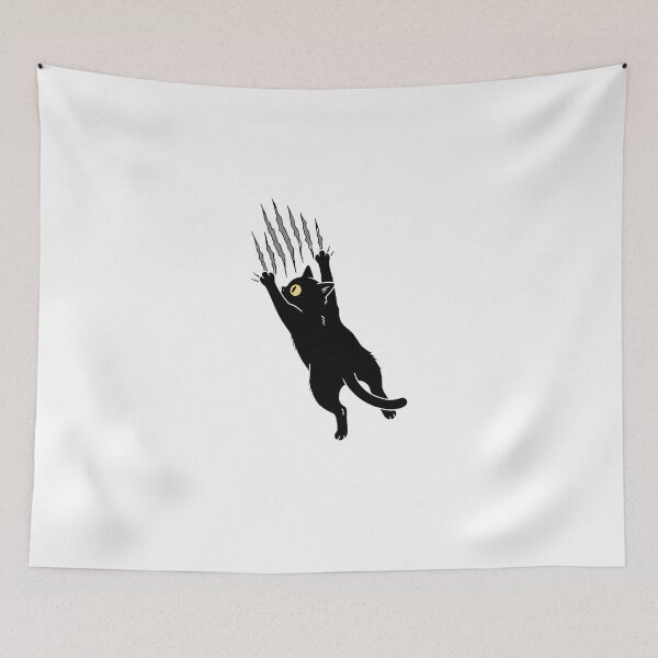Item preview, Black Cat Scratching Wall Minimalist Digital Illustration Art designed and sold by flidesign .
