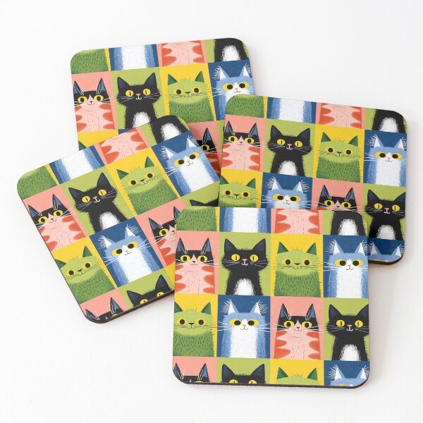 Item preview, Grid of Happy Whiskers designed and sold by Retro Type.