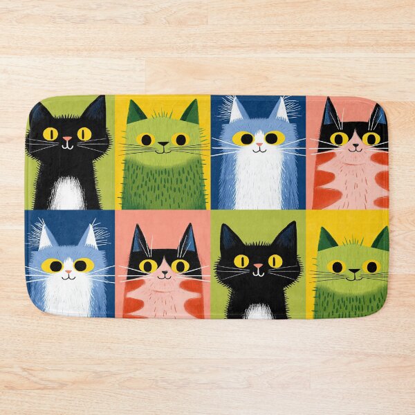 Item preview, Grid of Happy Whiskers designed and sold by Retro Type.