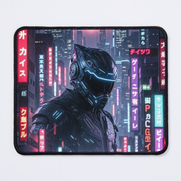 Item preview, Cyberpunk Neon Titan – Futuristic Helmet Warrior in Tokyo Megacity Glow designed and sold by RadaQueen.